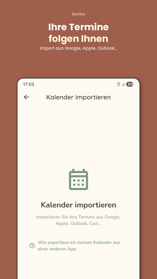 ICS Google Kalender in Familoo importieren
