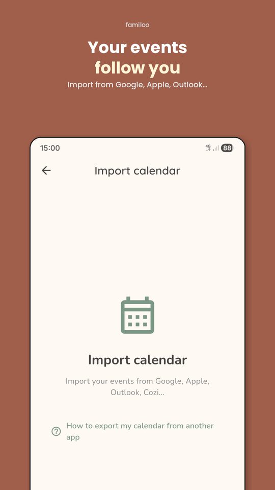 Import ICS Google Calendar to Familoo