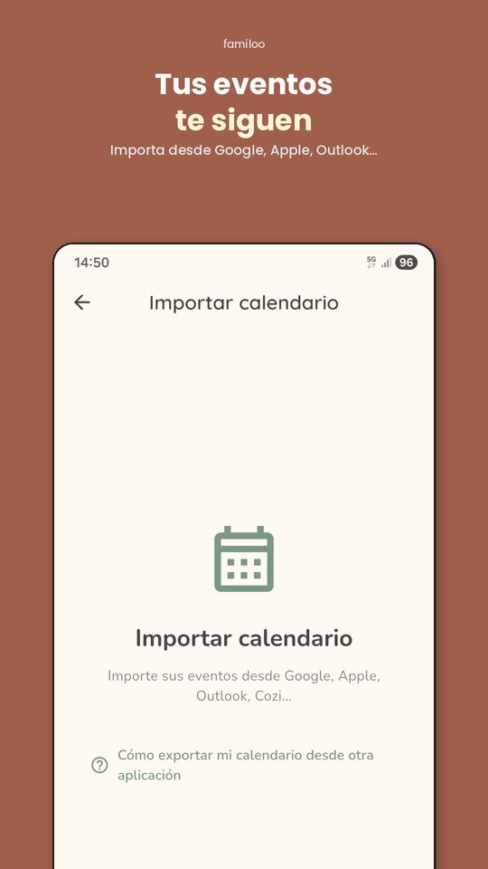 Importar calendario ICS Google Calendar a Familoo