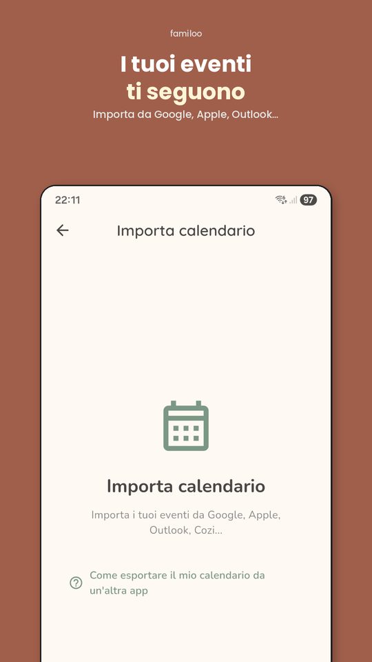 Importare calendario ICS Google Calendar in Familoo